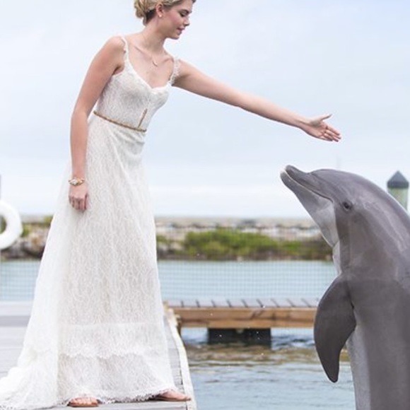 Olia Zavozina Isabelle Lace A-Line Peekaboo Layered Wedding Gown - Picture 2 of 13